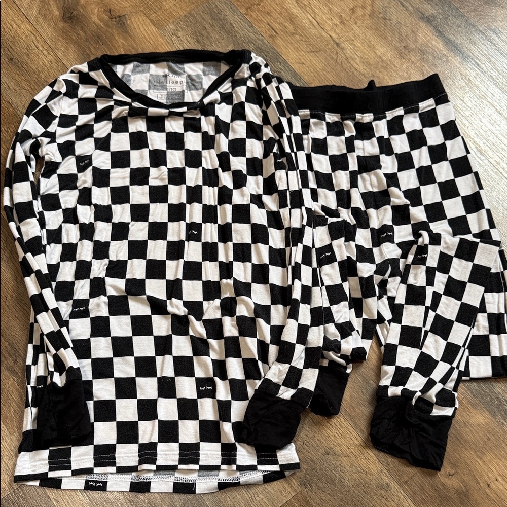Little Sleepies Black and White Checkered Pajama Set